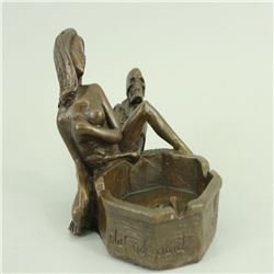 Nude Nymph With Skeleton Bronze Sculpture