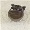 Image 1 : Nude Lady Skeletal Figural on Boat Bronze Ashtray Sculpture
