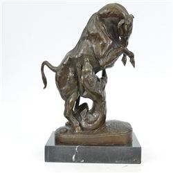 Confrontation between Bull Dog Bronze Sculpture