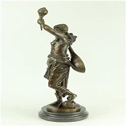 Austrian Lady Mandolin Banjo Player Musician Bronze Sculpture