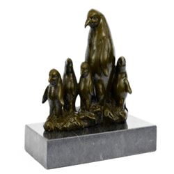 Emperor Penguin with Four Chicks Bronze Sculpture