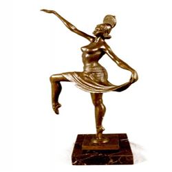French Dancer Bronze Sculpture on Marble Base Statue