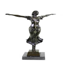 Girl Naked Art Deco Style Bronze Statue