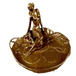 Nude Naked Nymph Jewelry Holder Bronze Sculpture