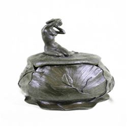 Bowl or Jewelry Box With Lid Bronze Sculpture
