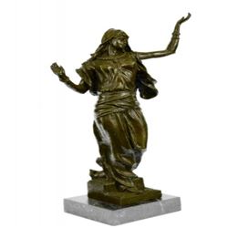 Arab Girl Dancing Bronze Sculpture on Marble Base Statue