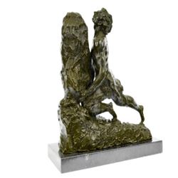 Male Pushing Stone Bronze Sculpture
