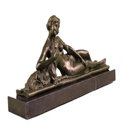 Young Woman With Dog Bronze Sculpture