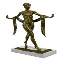 The Greek Dance Bronze Sculpture on Marble Base Statue