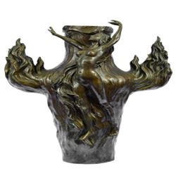 Exquisite Nude Nymph Vase Bronze Sculpture