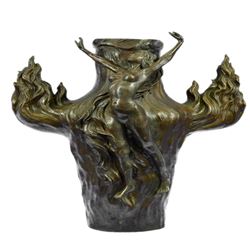 Exquisite Nude Nymph Vase Bronze Sculpture
