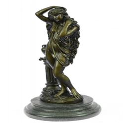 Classic Female Nude Bronze Sculpture on Marble Base Statue