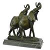 Image 1 : Two Walking African Elephants Bronze Sculpture