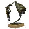 Image 2 : Nude Flag Dancer Bronze Sculpture on Marble Base Statue