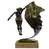 Image 3 : Nude Flag Dancer Bronze Sculpture on Marble Base Statue