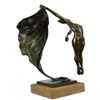 Image 5 : Nude Flag Dancer Bronze Sculpture on Marble Base Statue