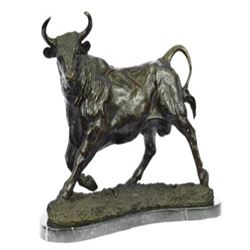 Art Deco Hot Cast Bull Bronze Sculpture