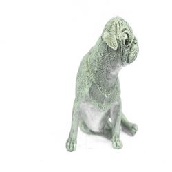 White Patina Miniature Pug Dog Bronze Sculpture