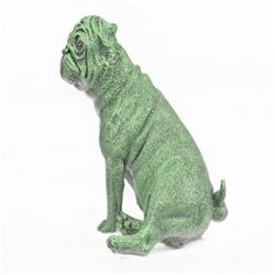 Green Patina Pug Dog Bronze Sculpture