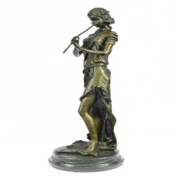 Female Flute Player Bronze Sculpture
