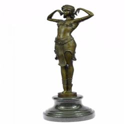 Dancer Bronze Statue on Marble Base Sculpture