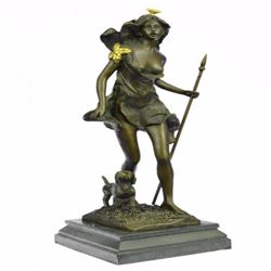Nude Diana the Huntress and her Dog Bronze Sculpture