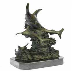 Florida Marlins Fishes Ocean Life Bronze Sculpture