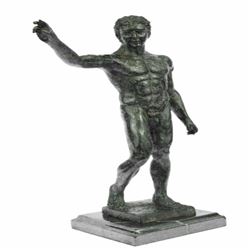 Nude Man Bronze Sculpture on Marble Base Figurine