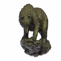 Burly Black Bear with His fish Dinner Bronze Sculpture