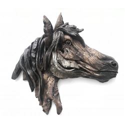 Wall Mount Horse Head Stallion Cold Cast Bronze Sculpture