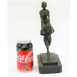 Piggy Rider Satyr and Nude Woman Bronze Sculpture