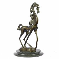 Modern Abstract Horse Bronze Sculpture on Marble Base Figurine