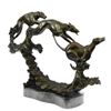 Image 2 : Three Wild Dogs Running on Marble Base Bronze Sculpture
