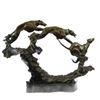 Image 3 : Three Wild Dogs Running on Marble Base Bronze Sculpture
