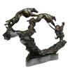Image 4 : Three Wild Dogs Running on Marble Base Bronze Sculpture