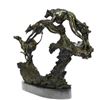 Image 5 : Three Wild Dogs Running on Marble Base Bronze Sculpture