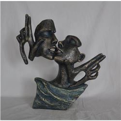 Kissing Man and Woman Cold Cast Bronze Sculpture