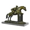 Image 2 : Jockey Bronze Sculpture on Marble Base Statue
