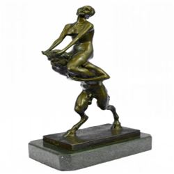 Erotic Nymph and Satyr Bronze Sculpture