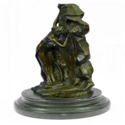 Lovely Woman Drinking From Spring Bronze Sculpture