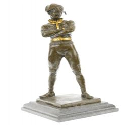 Bandit with Mask Gilt Bronze Sculpture on Marble Base Figurine