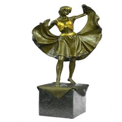 Arabian Girl With Lifting Skirt on Rug Bronze Sculpture