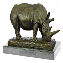 Ancient Endangered Rhinoceros Bronze Sculpture