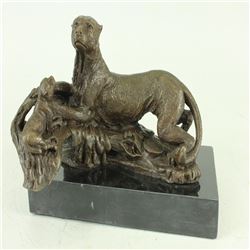 Cheetah Wildlife Edition Bronze Statue on Marble Base Sculpture