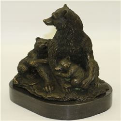Bear with her two Cubs Bronze Sculpture