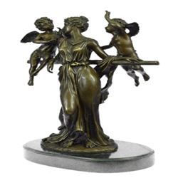 Cegazo Depicts of Woman and Two Cherub Bronze Sculpture