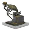 Image 2 : Thinker Skeleton Bronze Sculpture on Marble Base Statue