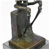 Image 8 : Thinker Skeleton Bronze Sculpture on Marble Base Statue