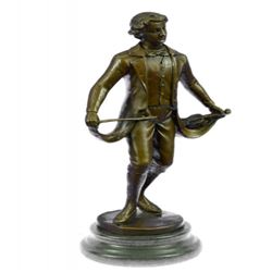 Taking a Bow Bronze Sculpture on Marble Base Figurine
