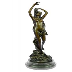 Nude Female Bronze Sculpture on Marble Base Figurine